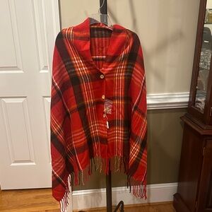 Plaid Red and Black Buttoned Wrap